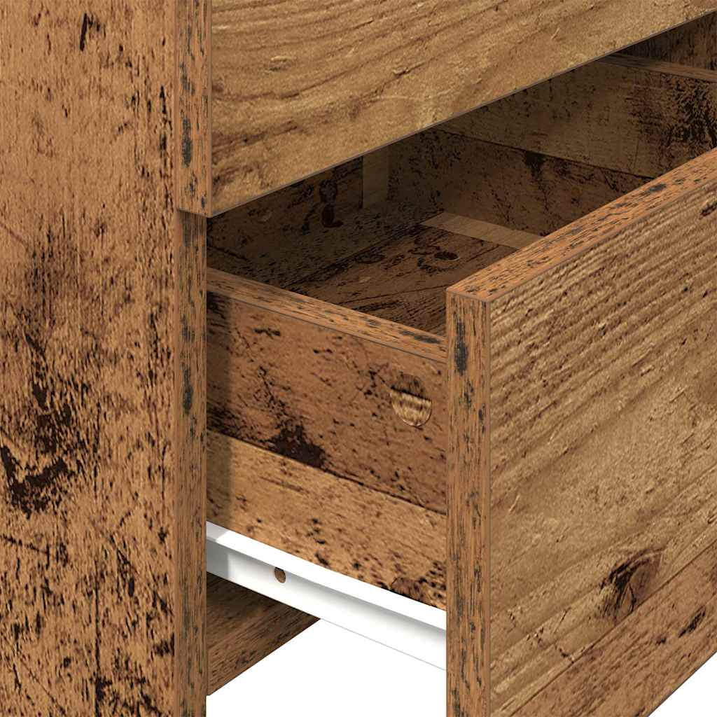 Mesa de cabeceira com 2 gavetas madeira antiga 40x36,5x62 cm