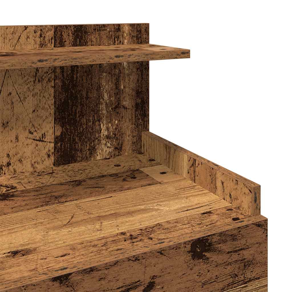 Mesa de cabeceira com 2 gavetas madeira antiga 40x36,5x62 cm