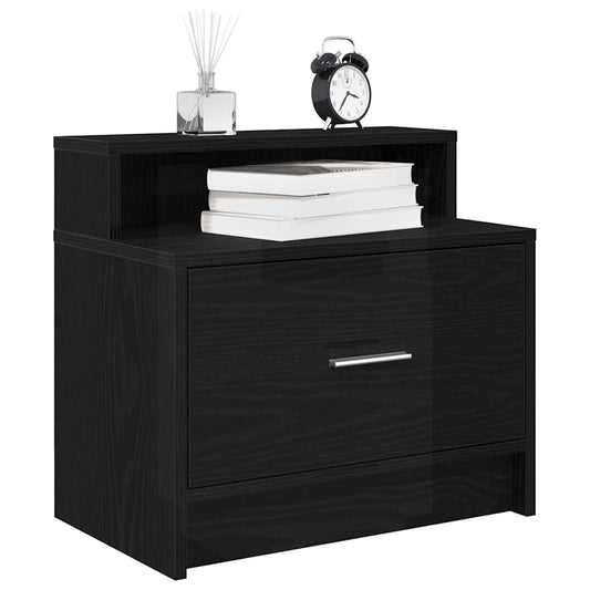 Mesa de cabeceira com gaveta 51x31x47 cm carvalho preto
