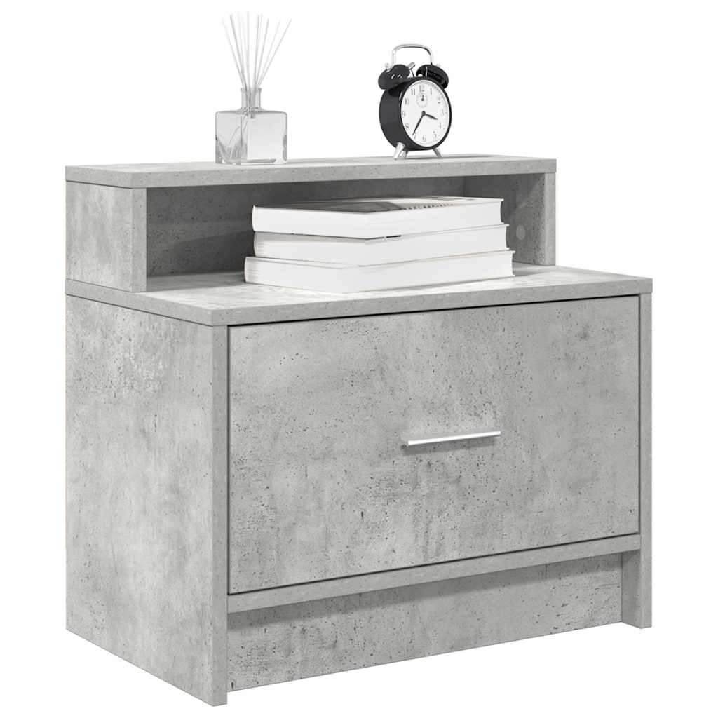 Mesas de cabeceira com gaveta 2 pcs 51x31x47cm cinzento cimento