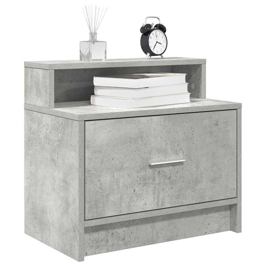 Mesas de cabeceira com gaveta 2 pcs 51x31x47cm cinzento cimento