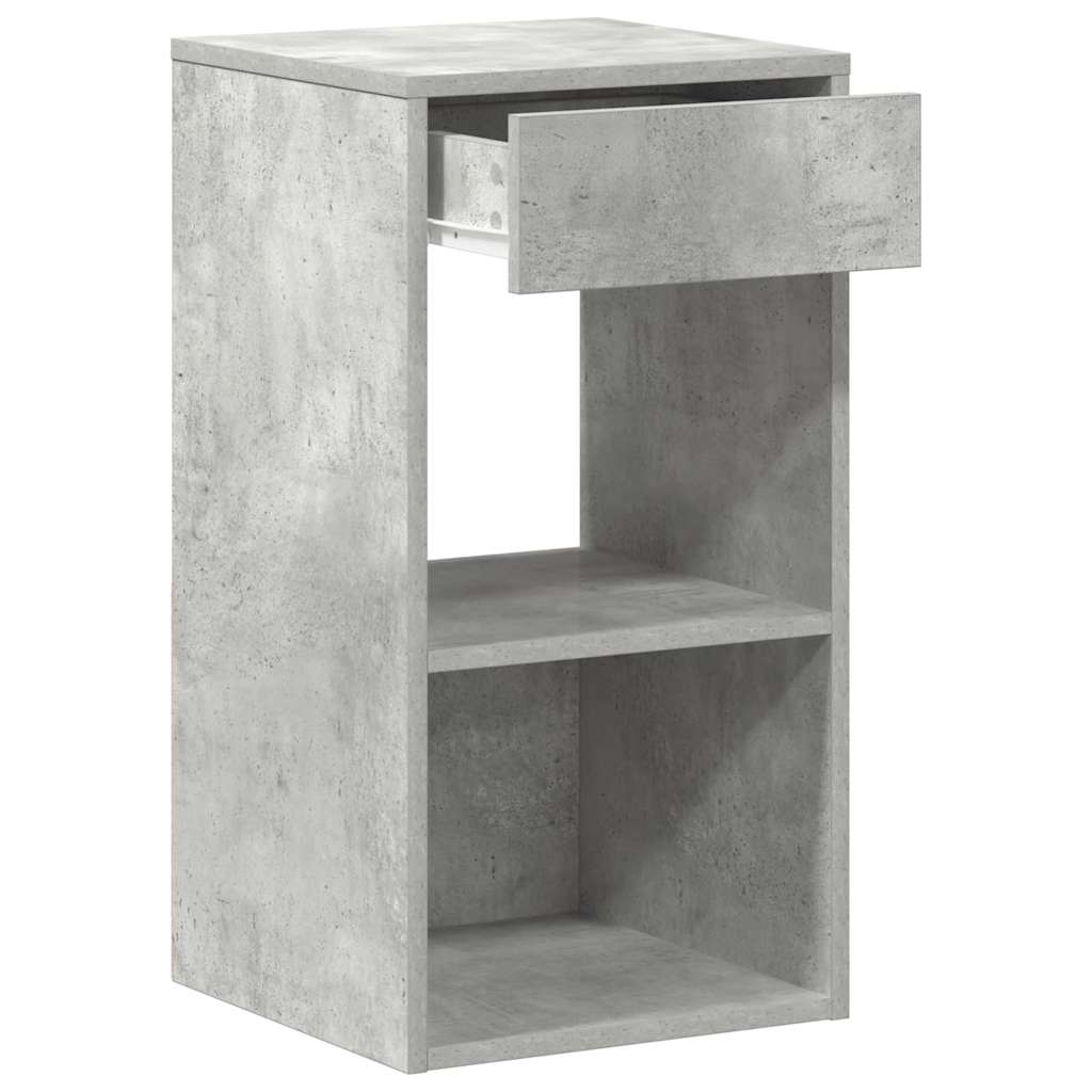 Mesa de cabeceira com gaveta 35x34x66,5 cm cinzento cimento