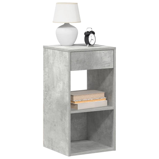 Mesa de cabeceira com gaveta 35x34x66,5 cm cinzento cimento