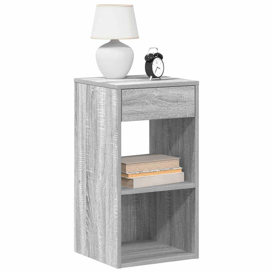 Mesa de cabeceira com gaveta 35x34x66,5 cm cinzento sonoma