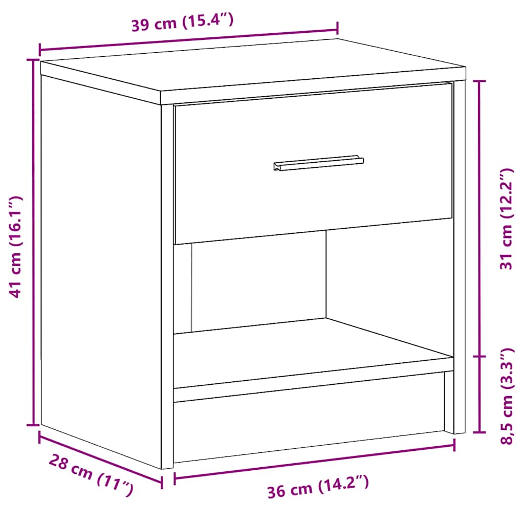 Mesa de cabeceira com gaveta 39x28x41 cm branco
