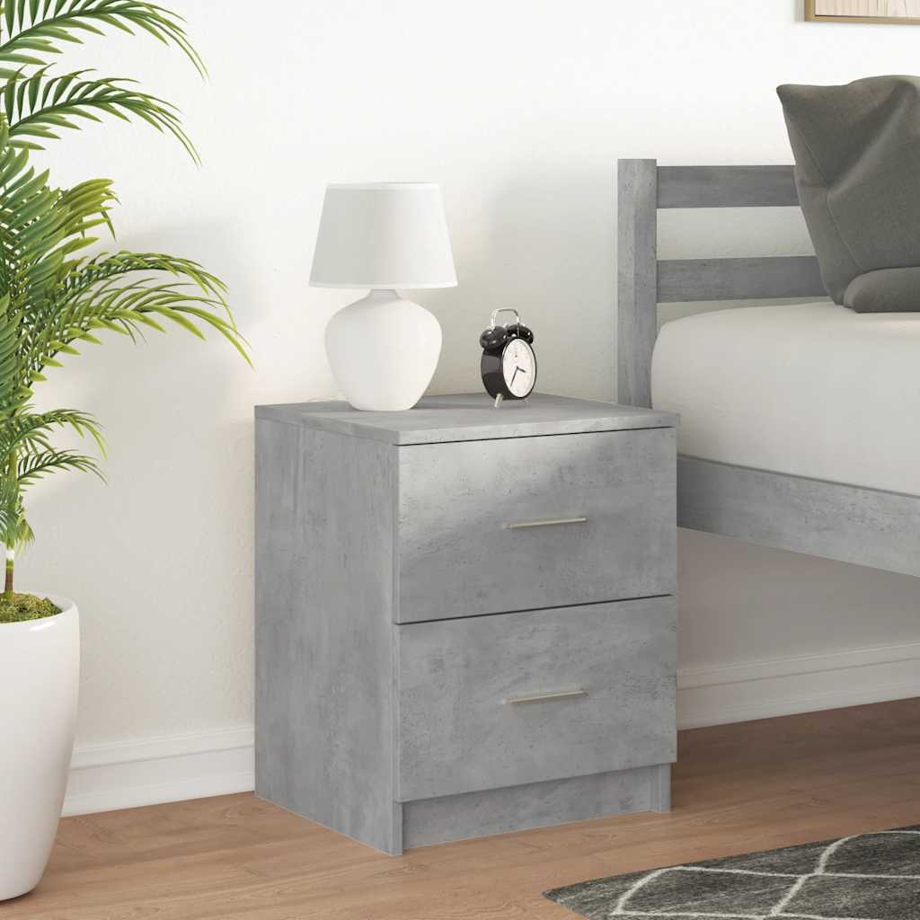Mesa de cabeceira com 2 gavetas 40x36x50 cm cinzento cimento
