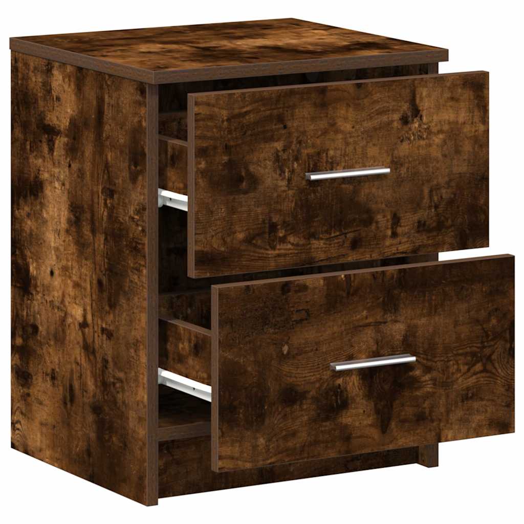 Mesas cabeceira 2pcs com 2gavetas 40x36x50 cm carvalho fumado