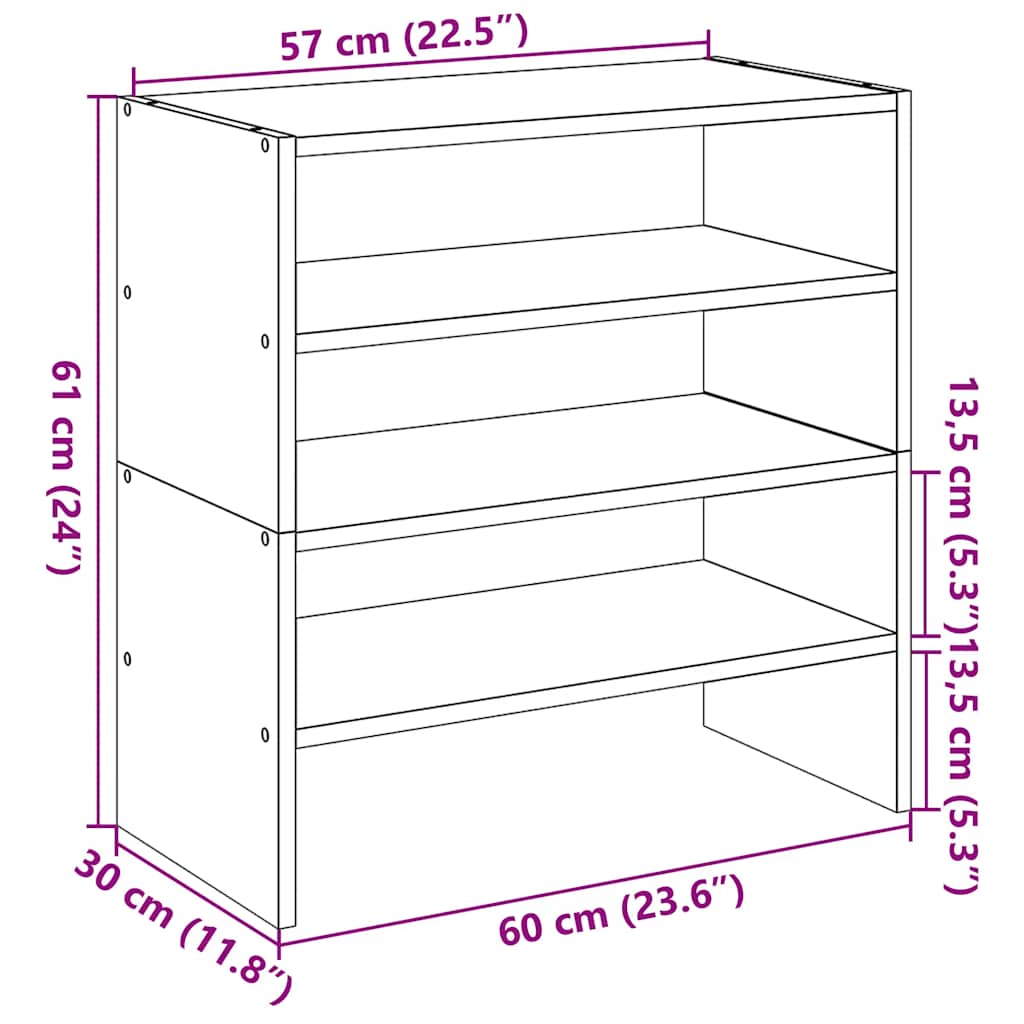 Sapateiras 2 pcs empilháveis 60x30x30,5 cm carvalho preto