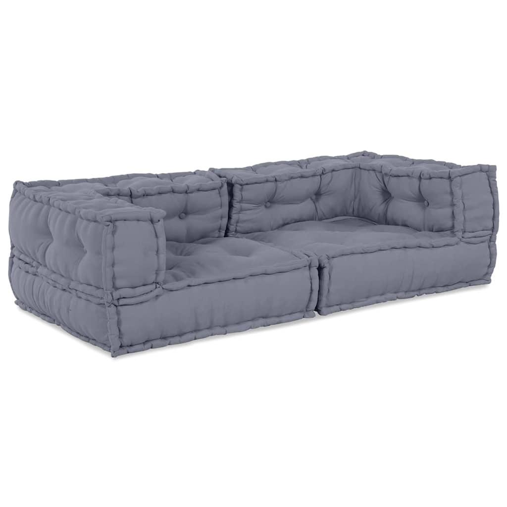 Sofá Modular Manual 2 pcs Cinzeto 140 x 70 x 36 cm tecido