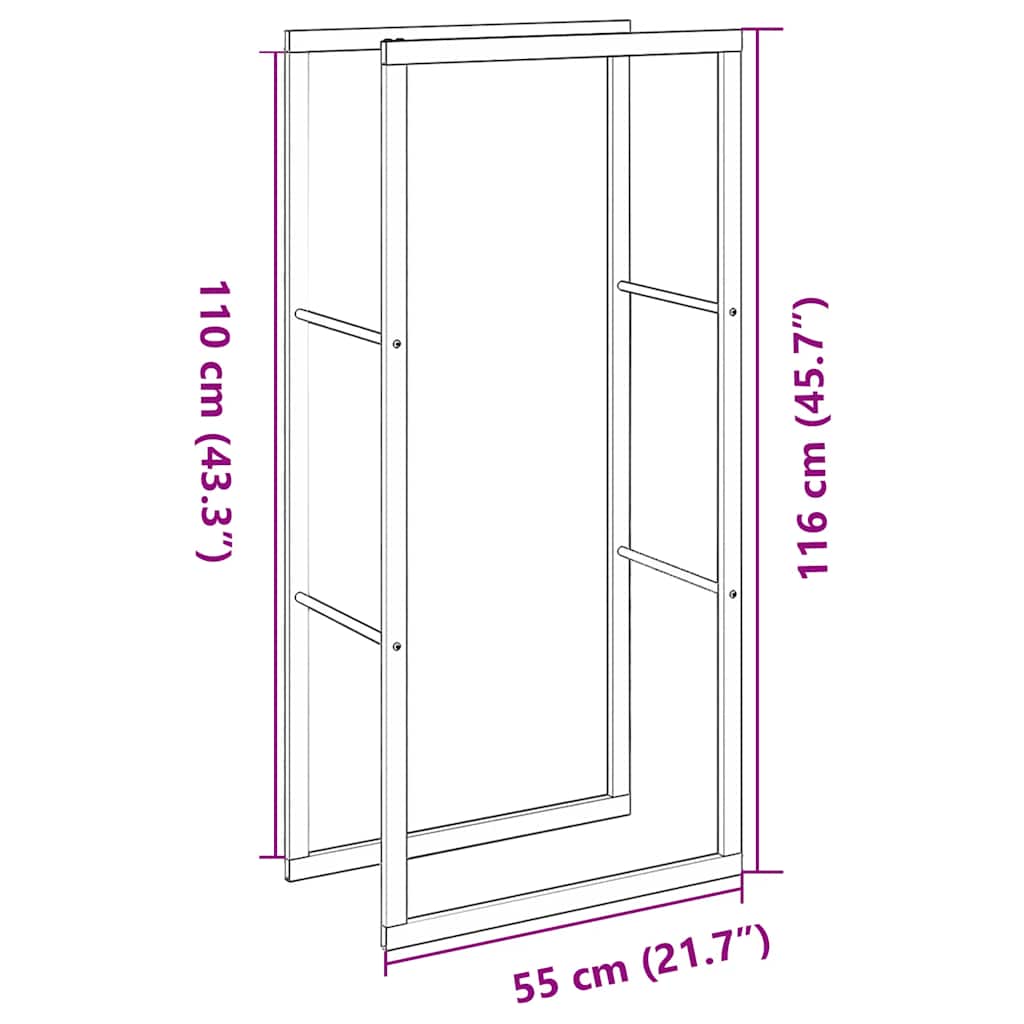 Suporte para lenha 55x30x116 cm aço preto