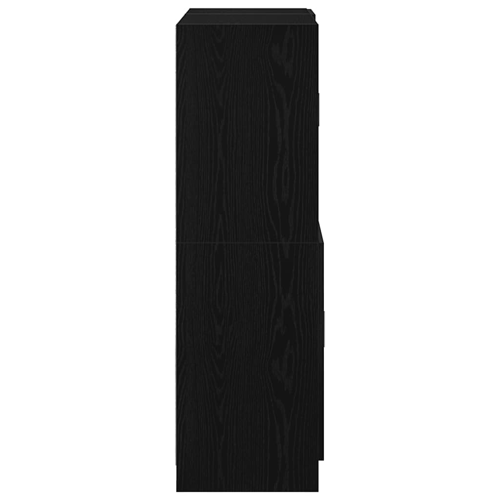 2 pcs armário de cozinha conjunto derivados de madeira preto