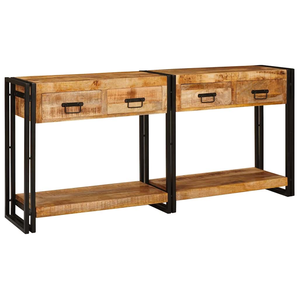 Mesas consola 2 pcs Castanho Madeira de Manga Sólida