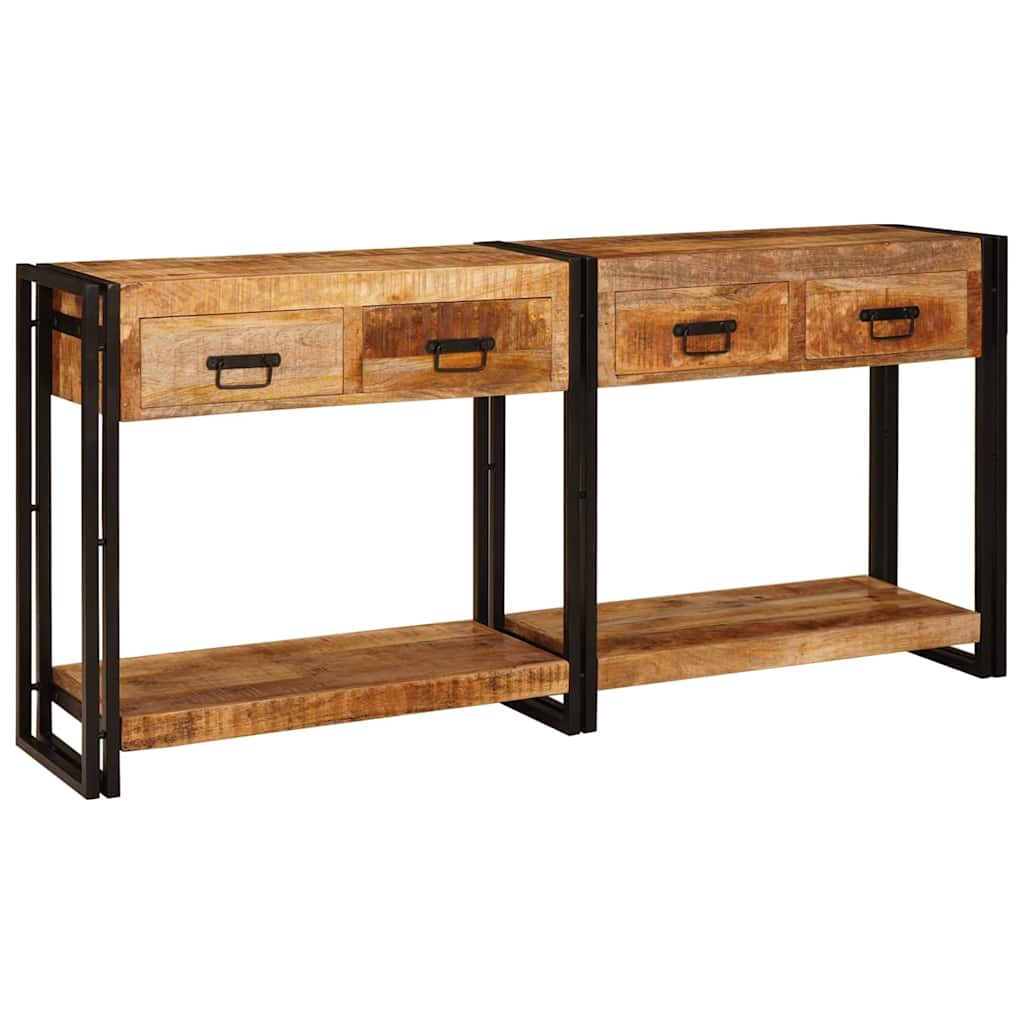 Mesas consola 2 pcs Castanho Madeira de Manga Sólida