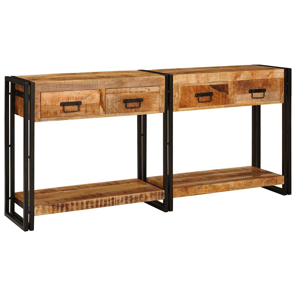Mesas consola 2 pcs Castanho Madeira de Manga Sólida