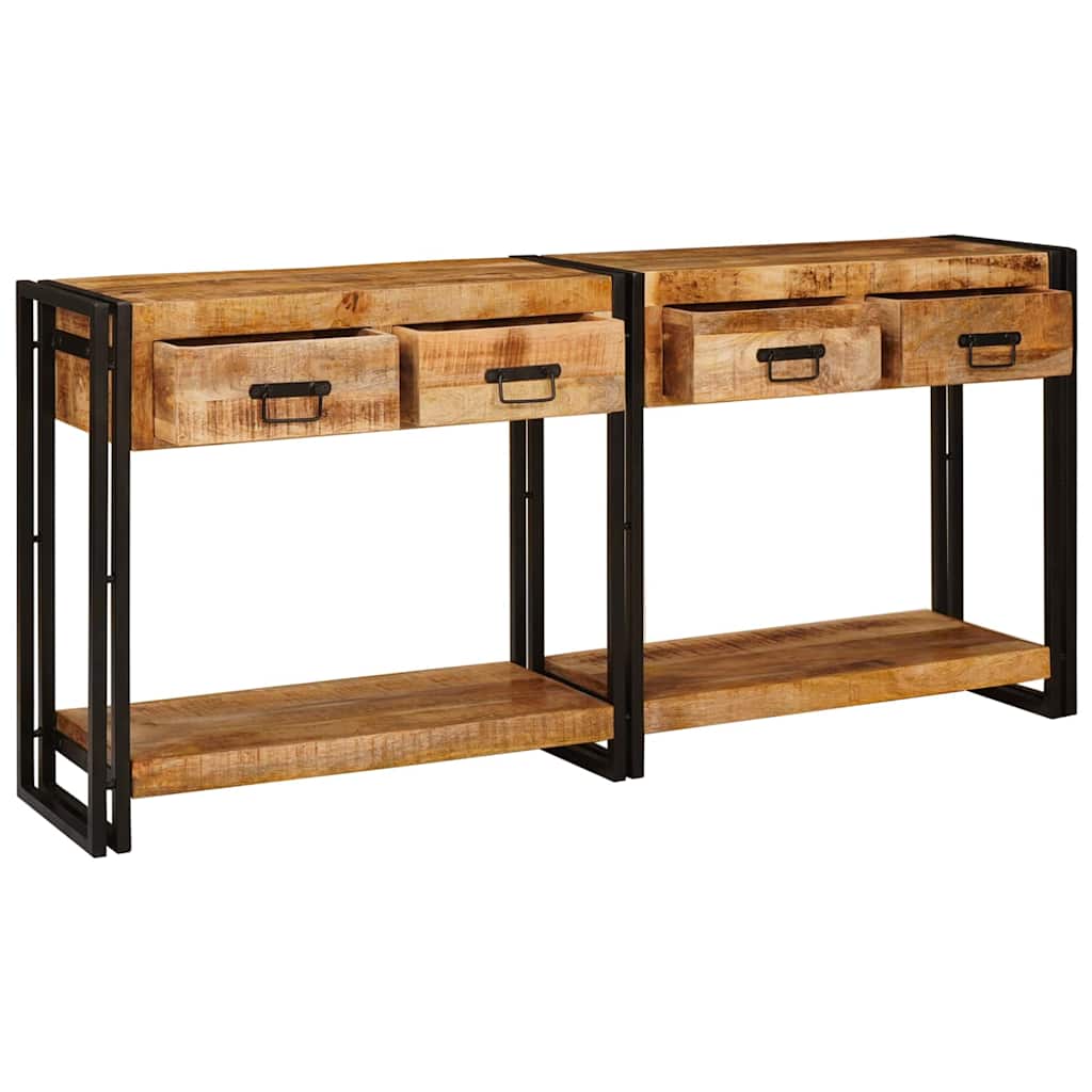 Mesas consola 2 pcs Castanho Madeira de Manga Sólida