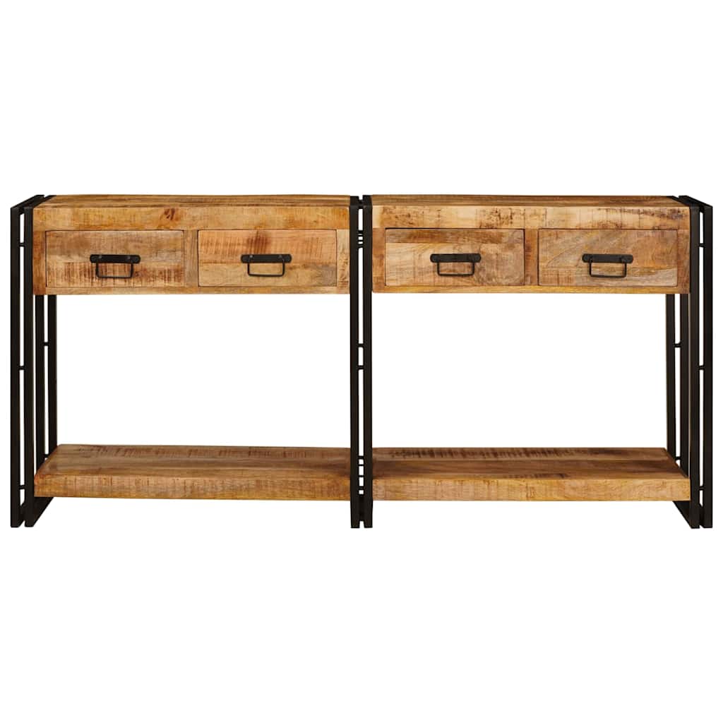 Mesas consola 2 pcs Castanho Madeira de Manga Sólida