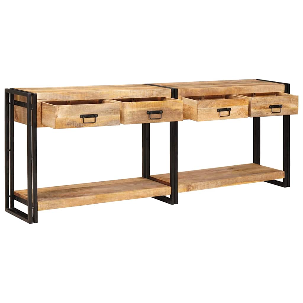 Aparador 2 pcs Castanho Madeira de mangueira áspera maciça