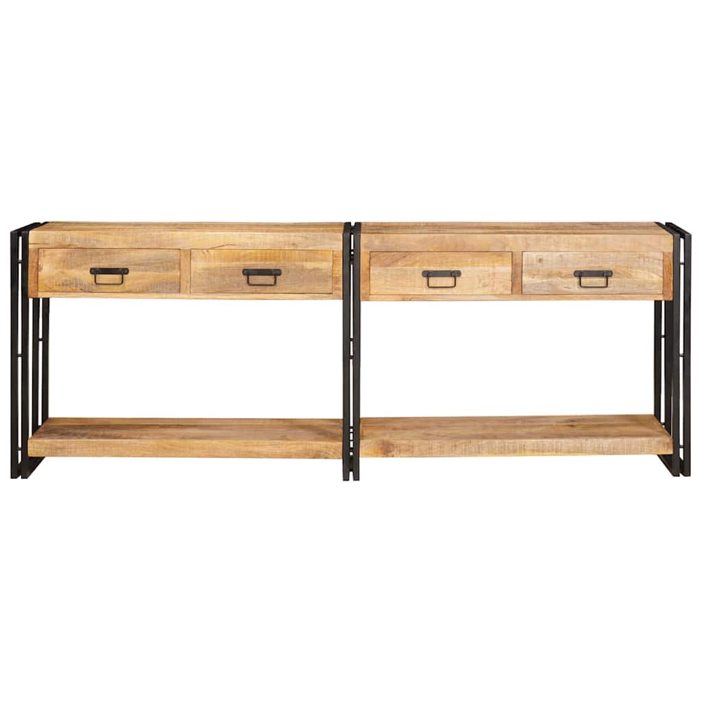 Aparador 2 pcs Castanho Madeira de mangueira áspera maciça