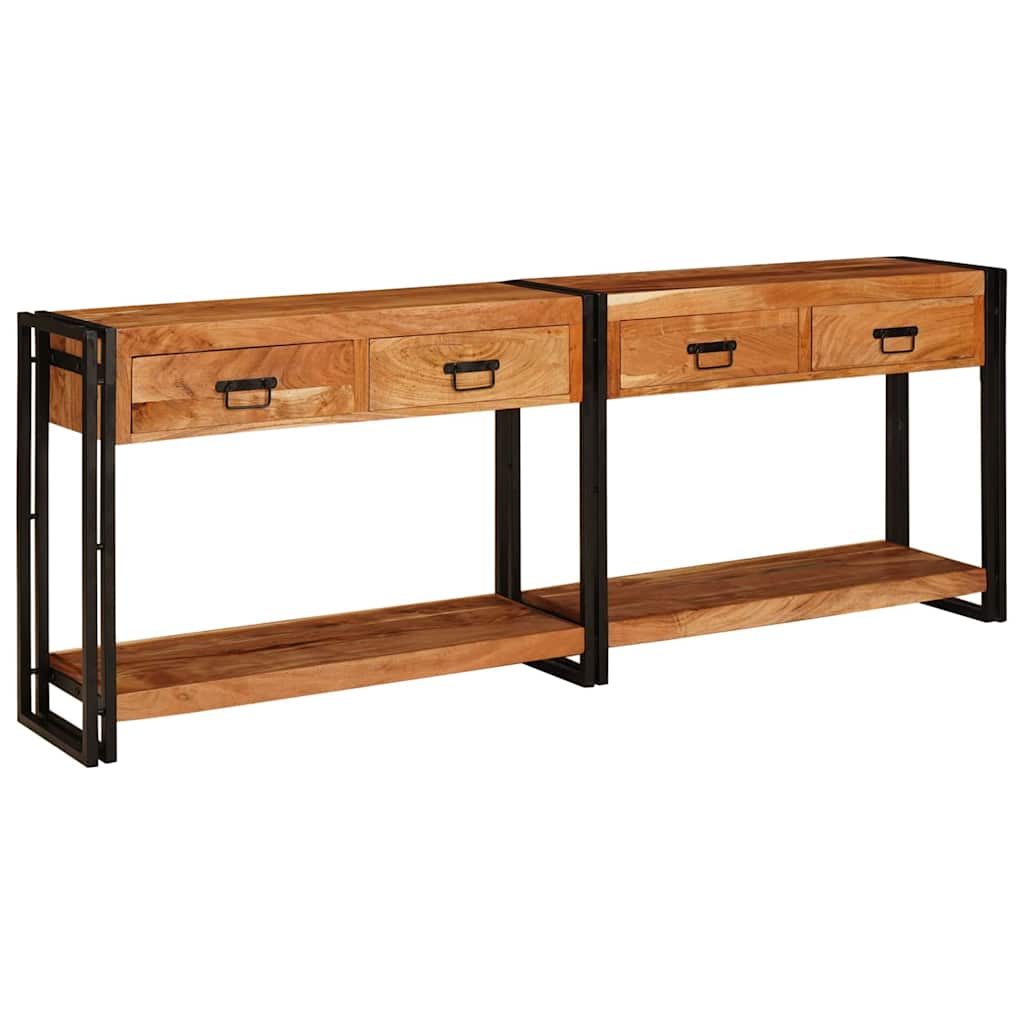 Mesas consola Outros 2 pcs Castanho Madeira de acácia maciça