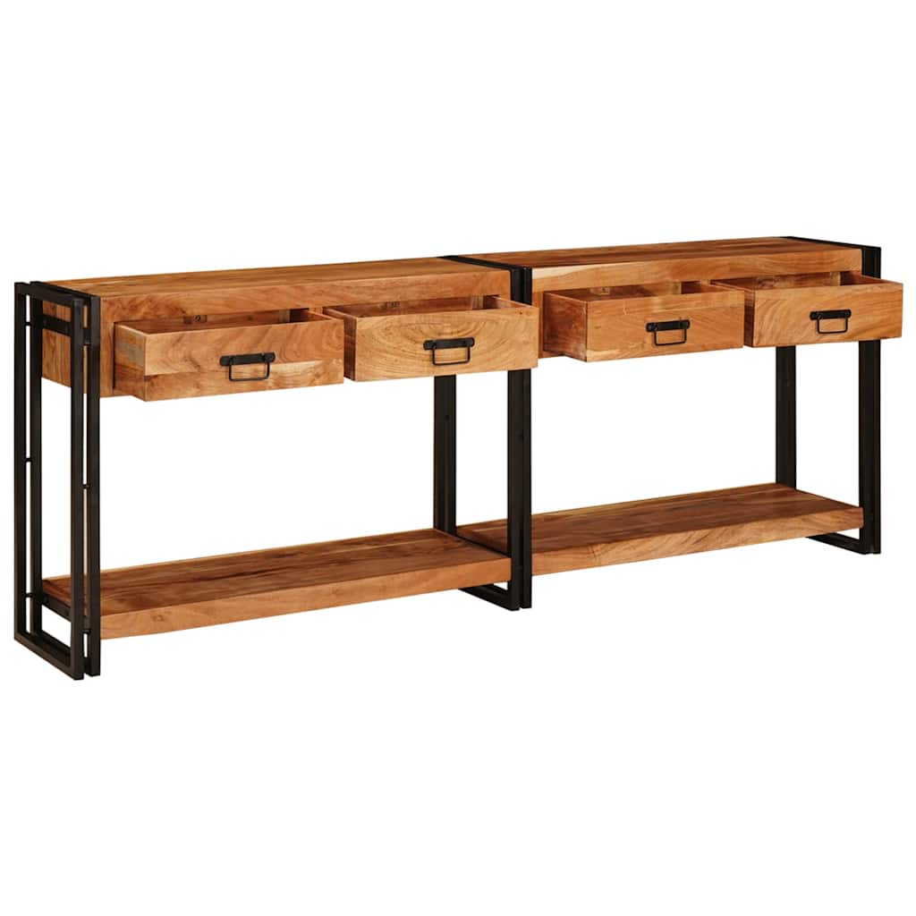 Mesas consola Outros 2 pcs Castanho Madeira de acácia maciça