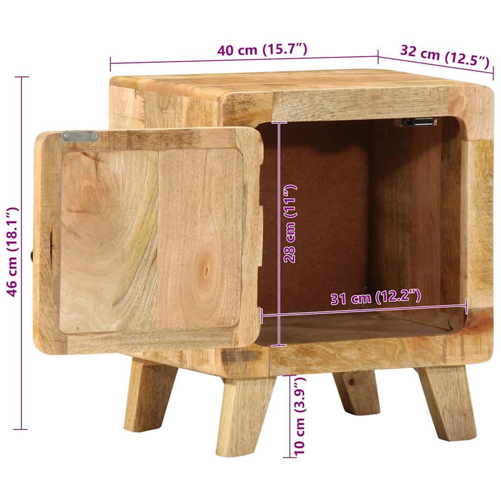 Mesa de cabeceira 40x32x46cm madeira de mangueira áspera maciça