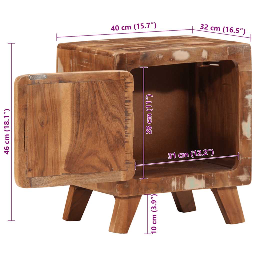 Mesas de cabeceira 2 pcs 40x32x46 cm madeira recuperada maciça