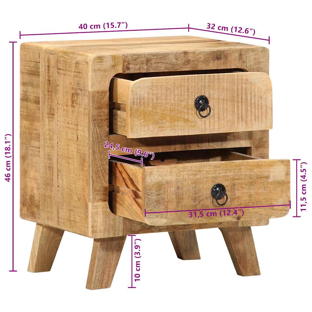 Mesas de cabeceira 2 pcs 40x32x46 cm mangueira áspera maciça