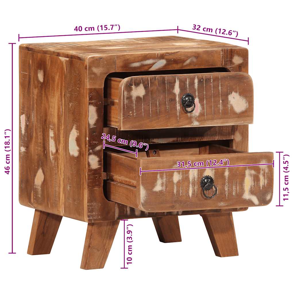 Mesas de cabeceira 2 pcs 40x32x46 cm madeira recuperada maciça