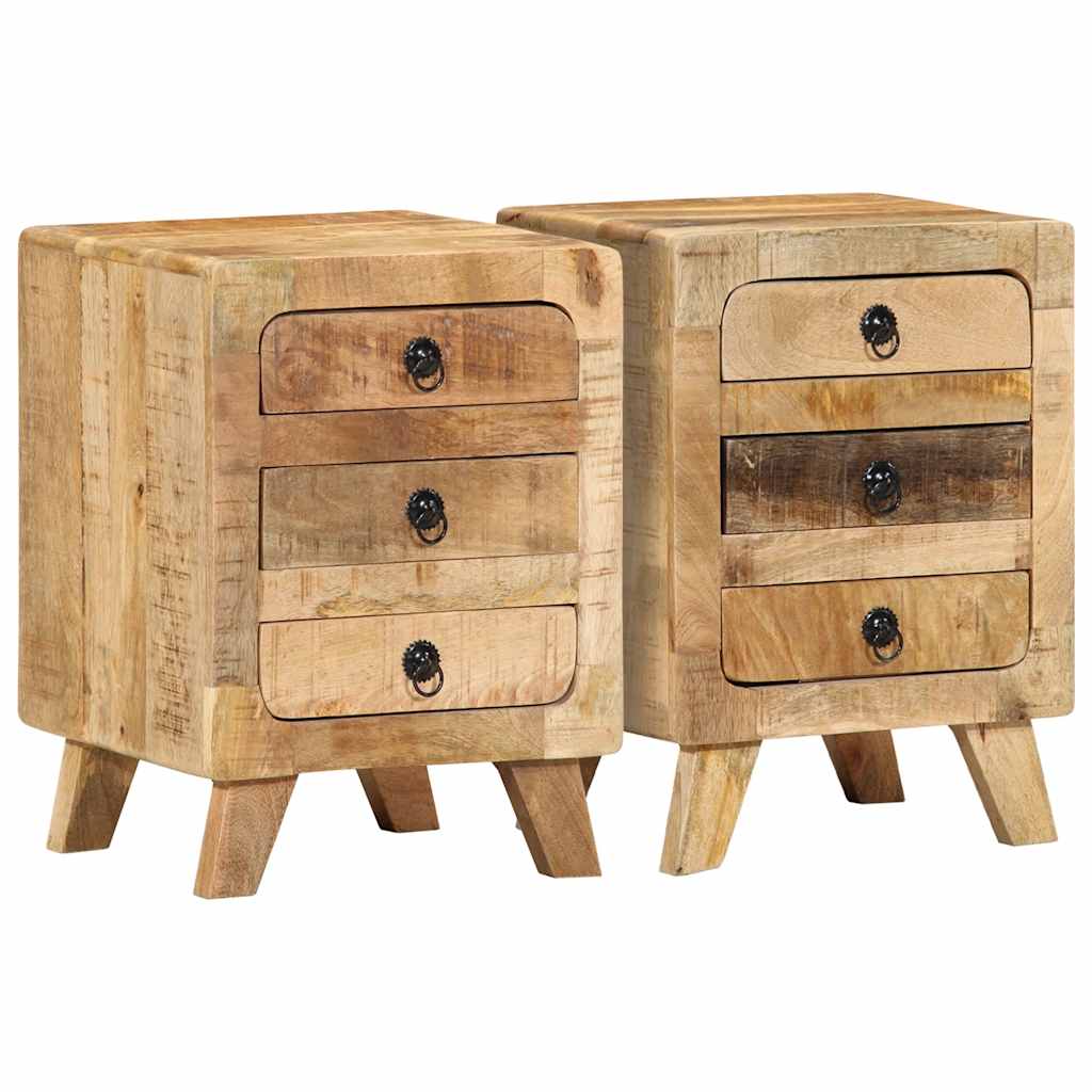Mesas de cabeceira 2 pcs 37x32x50 cm mangueira áspera maciça