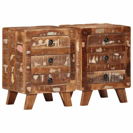 Mesas de cabeceira 2 pcs 37x32x50 cm madeira recuperada maciça