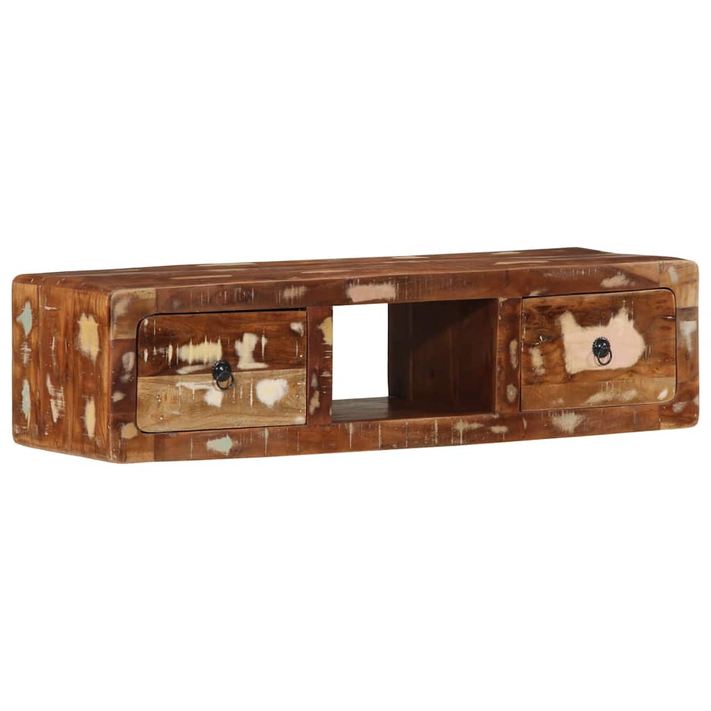 Armário de TV para parede de madeira recuperada maciça