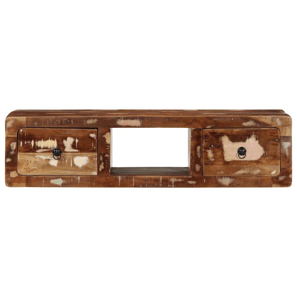 Armário de TV para parede de madeira recuperada maciça