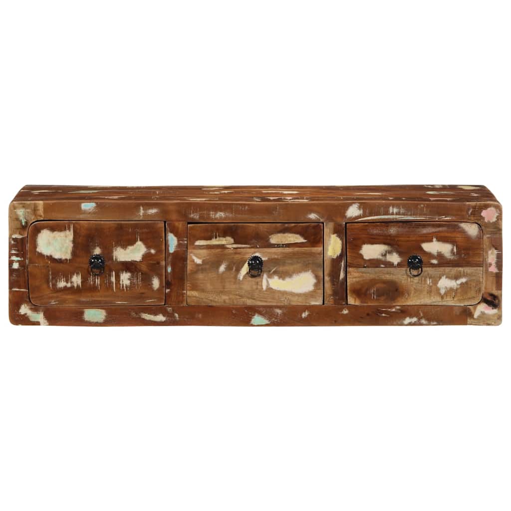 Armário de TV para parede de madeira recuperada maciça