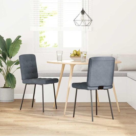 Cadeiras de jantar 2 pcs veludo cinzento-escuro