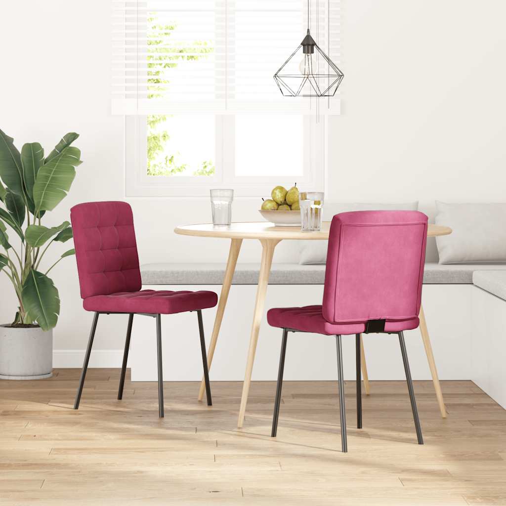 Cadeiras de jantar 2 pcs veludo vermelho tinto