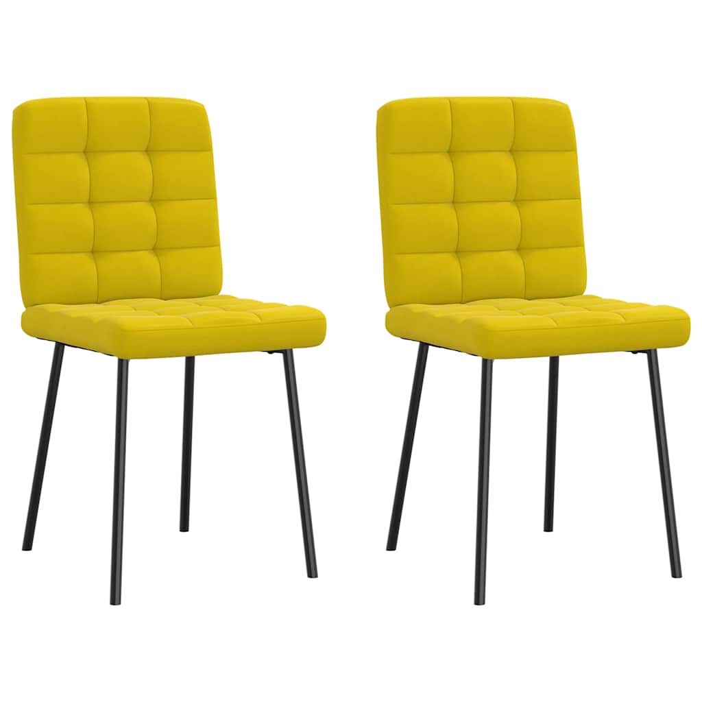 Cadeiras de jantar 2 pcs veludo amarelo