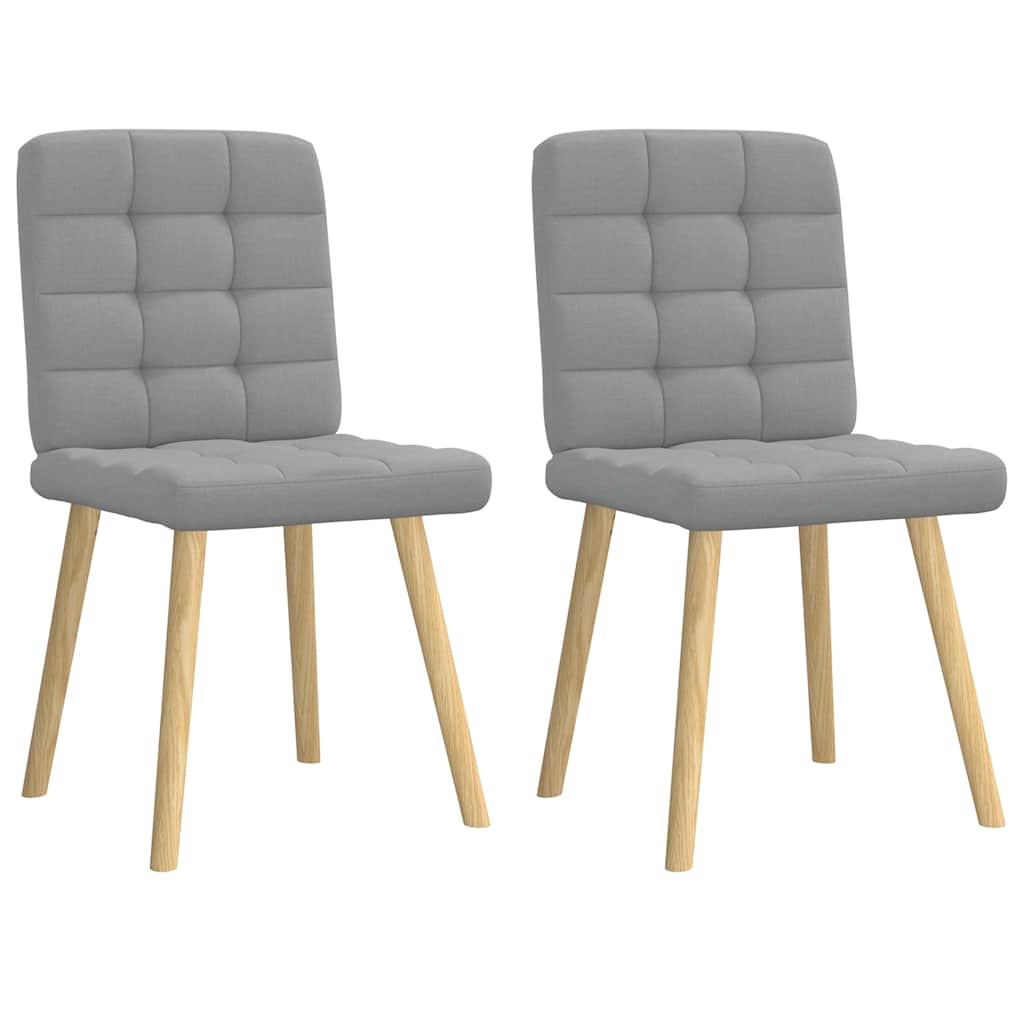 Cadeiras de jantar 2 pcs tecido cinzento-claro