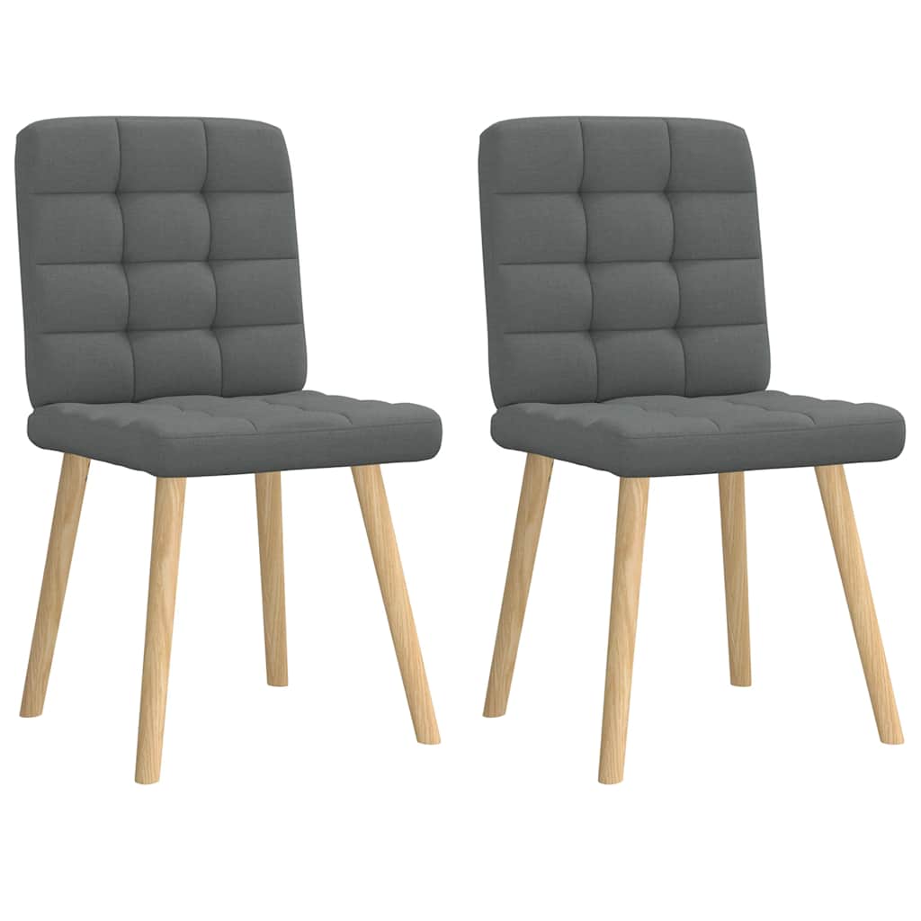 Cadeiras de jantar 2 pcs tecido cinzento-escuro