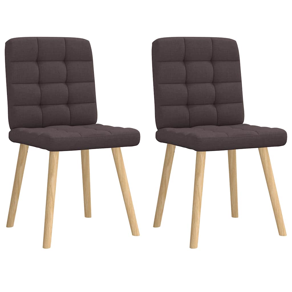 Cadeiras de jantar 2 pcs tecido castanho-escuro