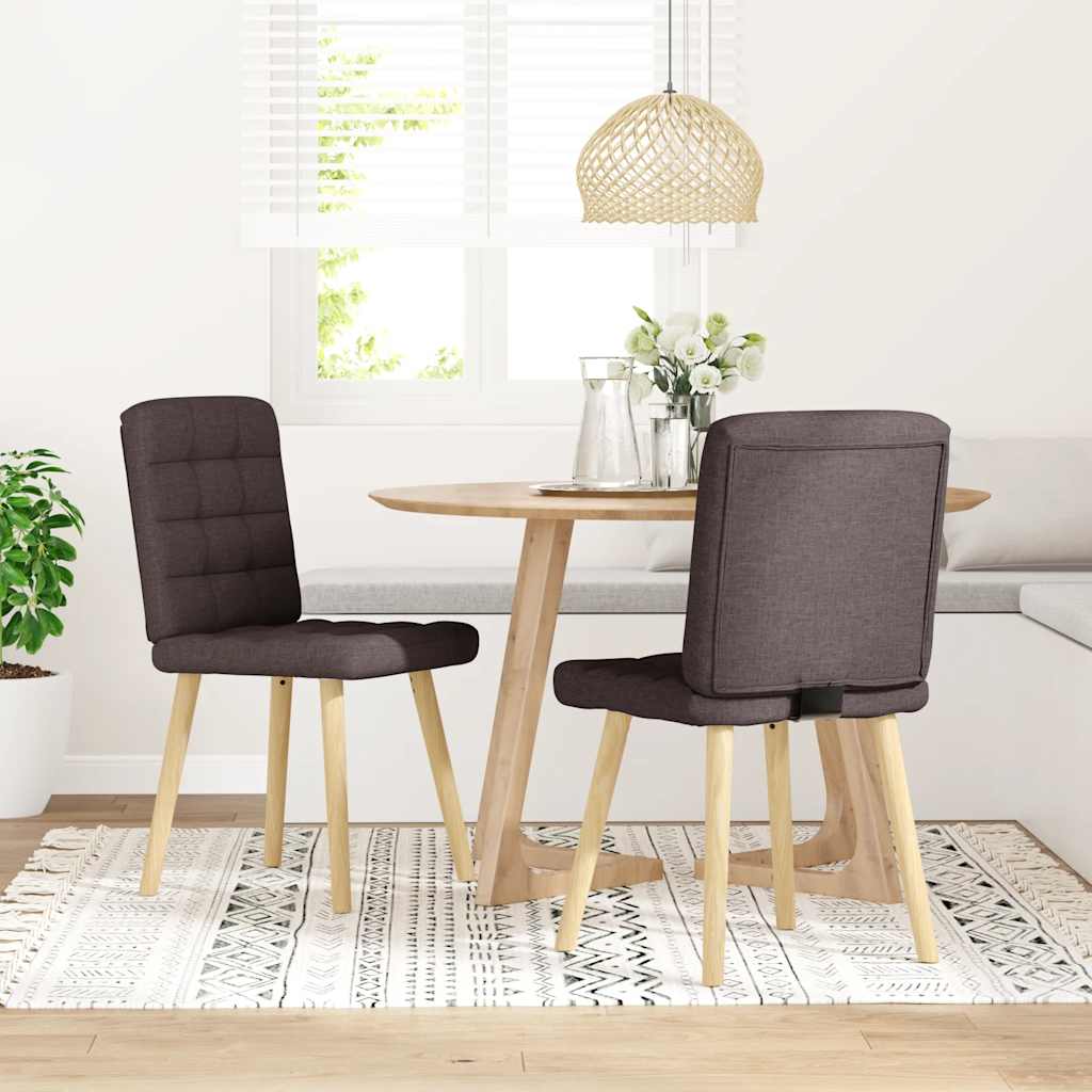 Cadeiras de jantar 2 pcs tecido castanho-escuro
