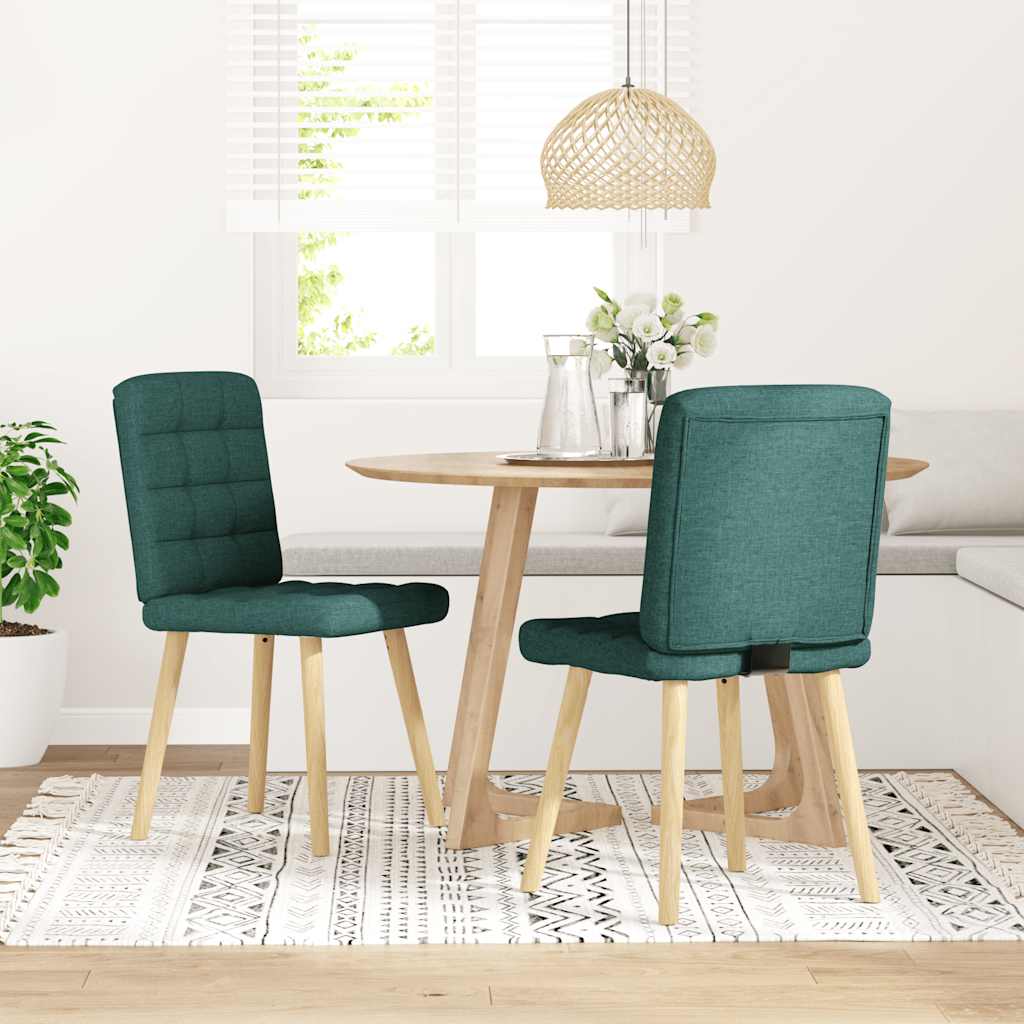 Cadeiras de jantar 2 pcs tecido verde-escuro