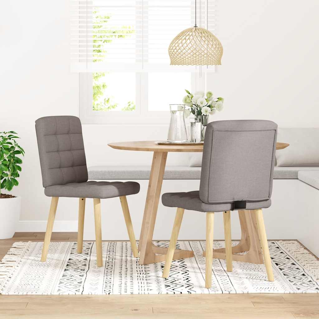 Cadeiras de jantar 2 pcs tecido cinzento-acastanhado
