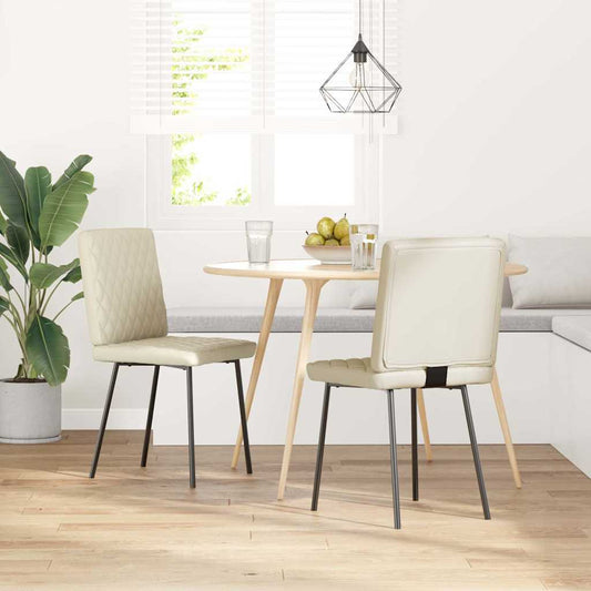 Cadeiras de jantar 2 pcs couro artificial cor creme