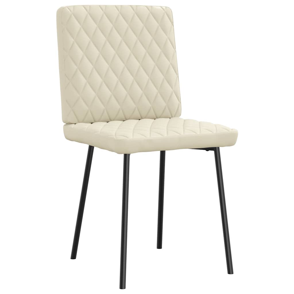 Cadeiras de jantar 2 pcs couro artificial cor creme