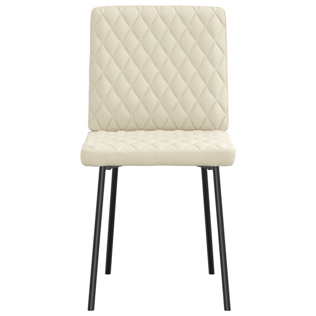 Cadeiras de jantar 2 pcs couro artificial cor creme
