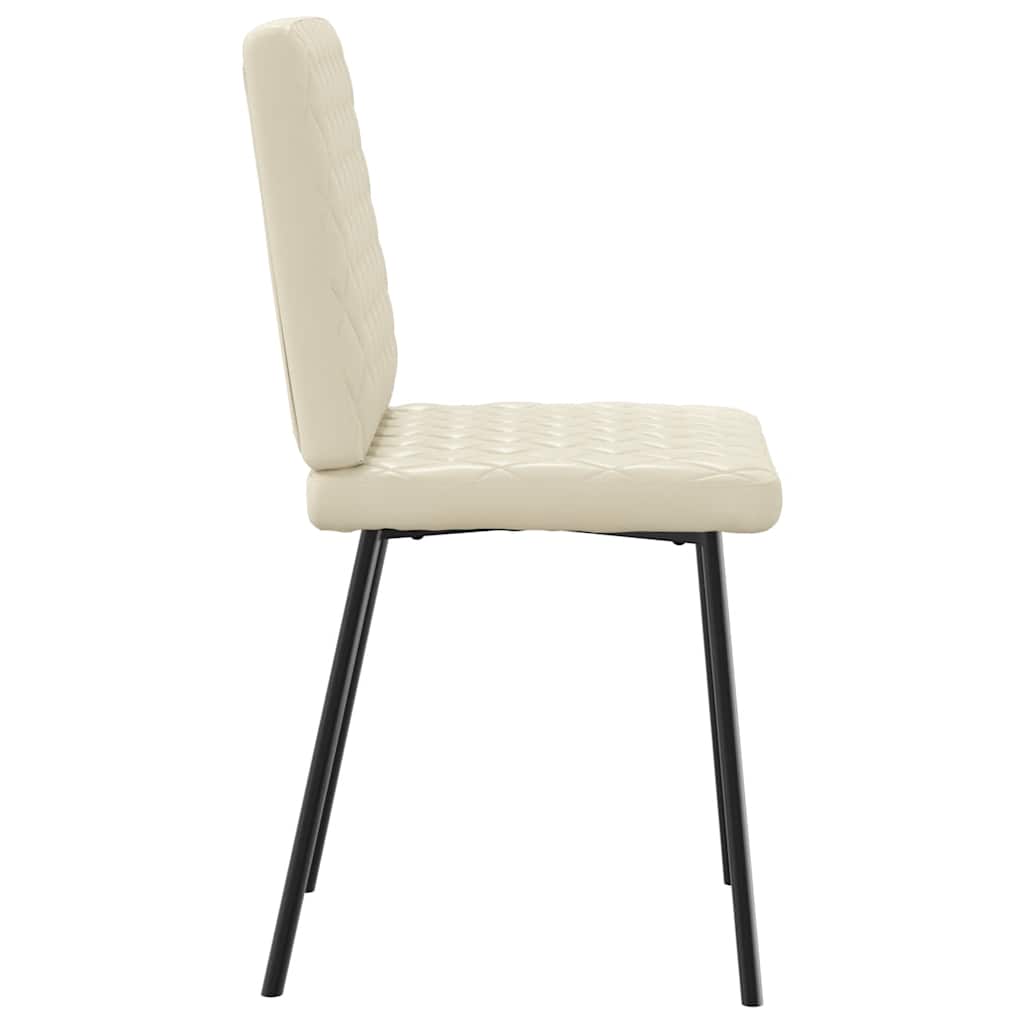 Cadeiras de jantar 2 pcs couro artificial cor creme