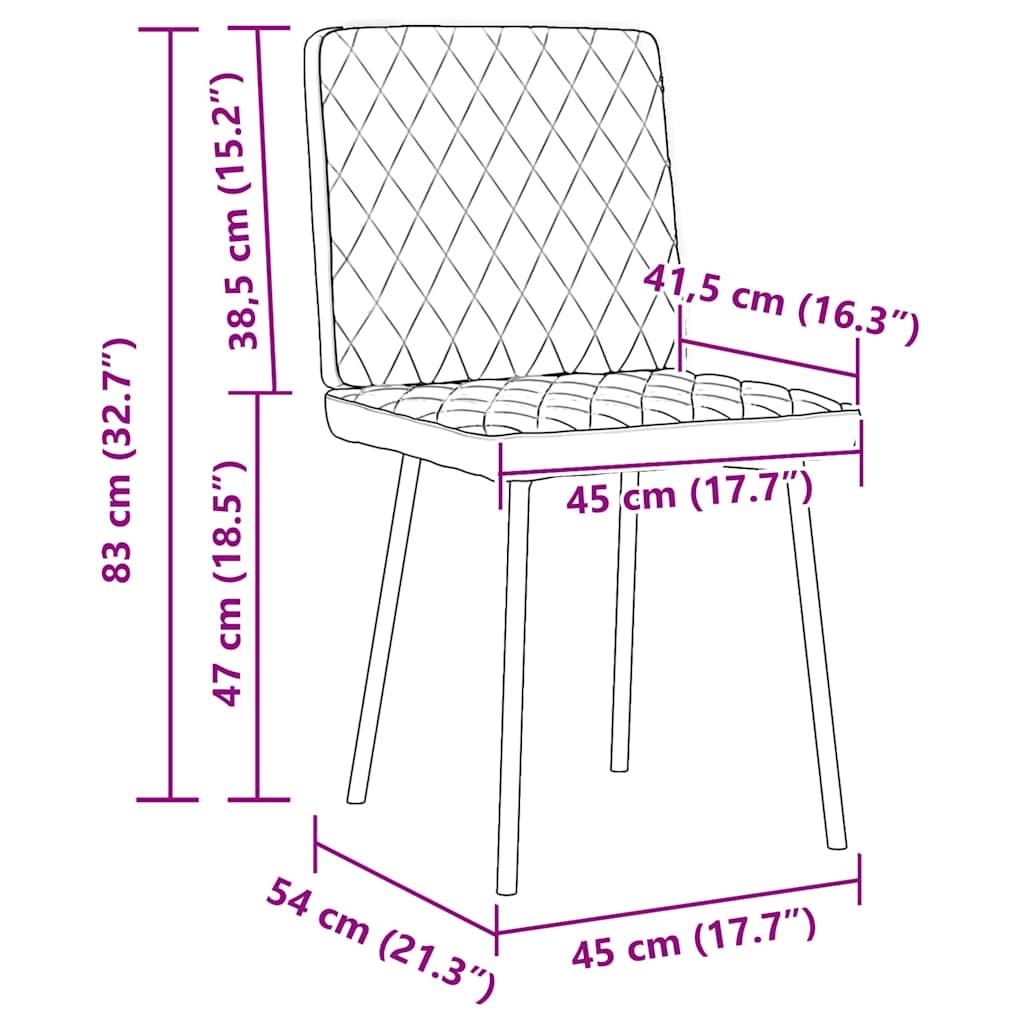 Cadeiras de jantar 2 pcs couro artificial cinzento