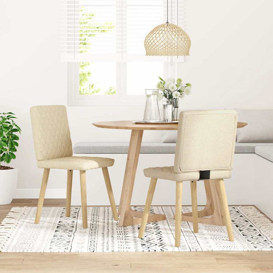 Cadeiras de jantar 2 pcs tecido cor creme