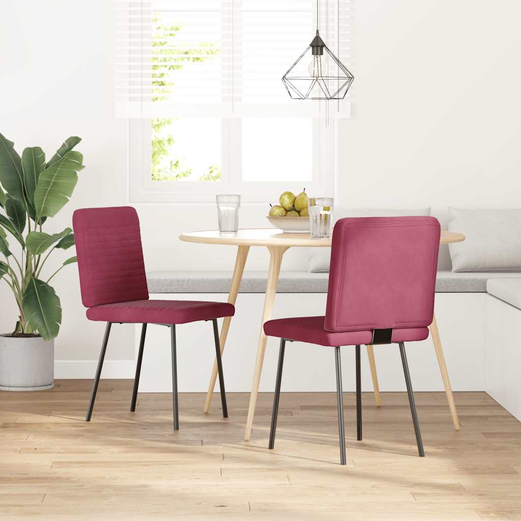 Cadeiras de jantar 2 pcs veludo vermelho tinto