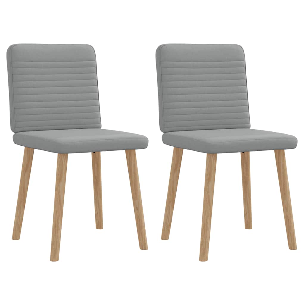 Cadeiras de jantar 2 pcs tecido cinzento-claro